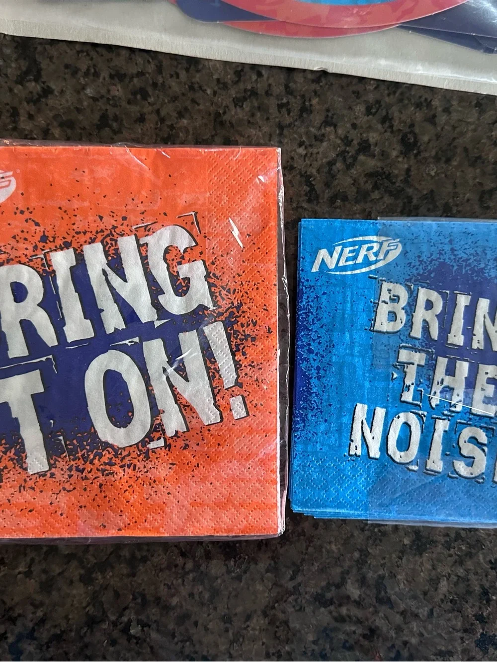 NERF party Banner Kit - Blue and Red Party Banner, table cloth, favor bags